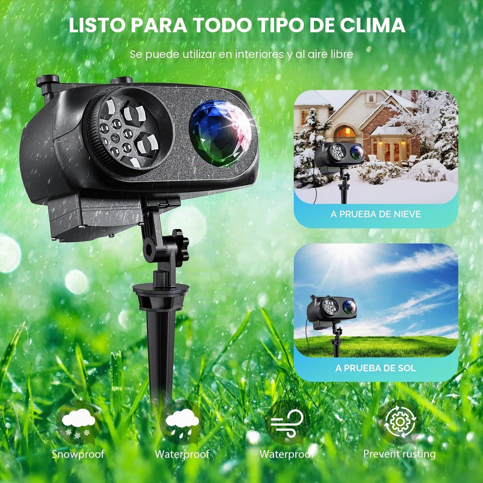 2026 NEW YEAR Proyector de Navidad para exteriores IP44 impermeable, 15 W más brillante HD Ocean Wave Effect, 12 diapositivas 96 sin desvanecimiento, luz para regalo, Navidad, proyector LED decoración