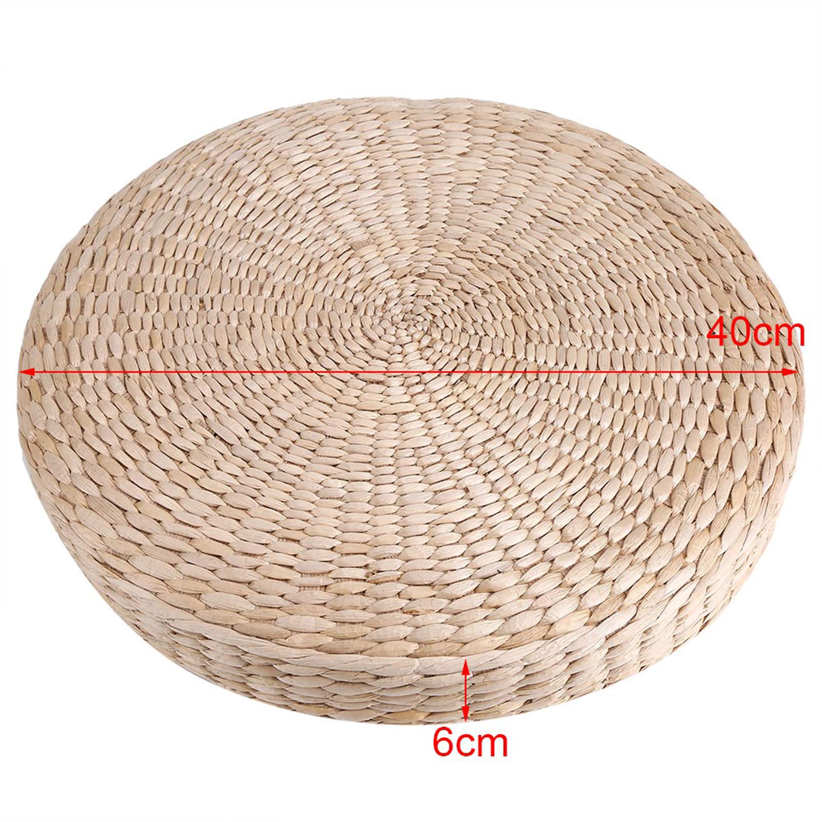 Coussin de Sol en Paille Rond 40 cm pour Méditation Yoga Extérieur, Tapis de Sol Naturel en Paille pour Tatami Intérieur et Extérieur, Coussin Rembourré Doux pour Séances de Relaxation