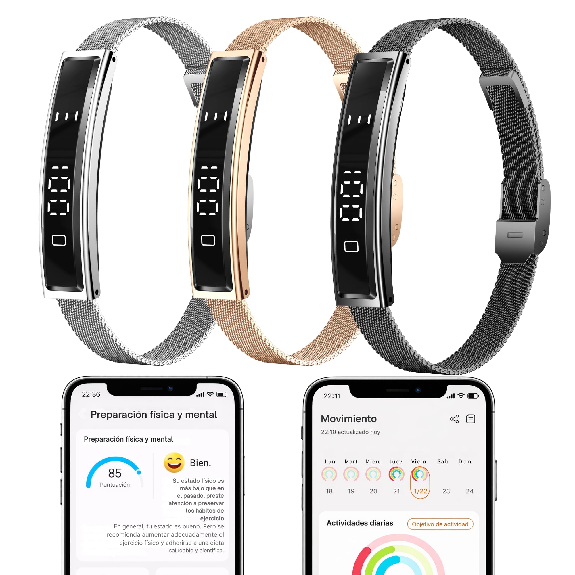 smartia – Pulsera Inteligente Ultrafina, Smart Band con Bluetooth Modelo 2026, Pulsera tracker de actividad y sueño, Seguimiento integral de tu salud, Band con pantalla táctil