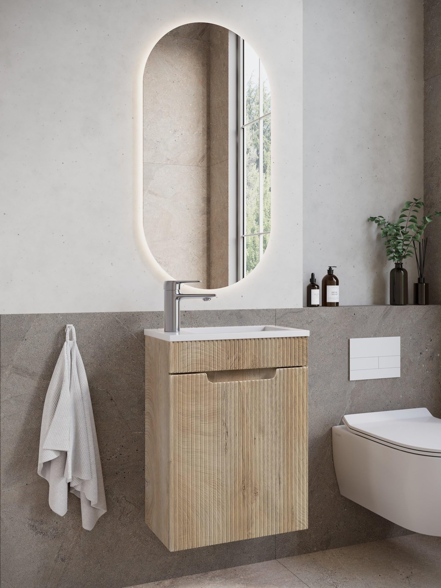 Badplaats B.V. Thermis - Ensemble de meubles de salle de bain - 40 cm - Chêne clair - Meuble de salle de bain avec lavabo