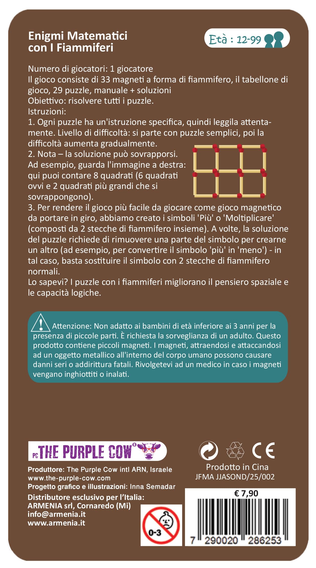 Purple Cow Enigmi matematici con i fiammiferi - Gioco magnetico