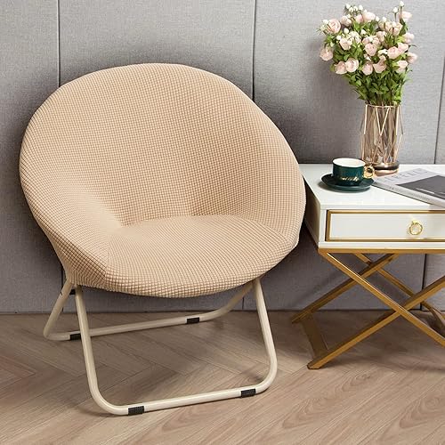 Miniatura 3 de SearchI Funda elástica para silla redonda con platillo jacquard, solo protector de asientos, funda de repuesto de tela suave de elastano extraíble
