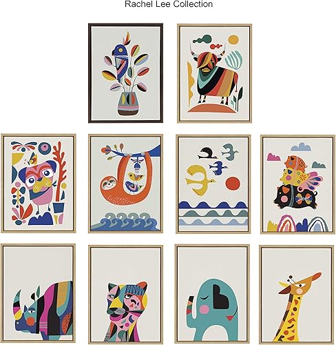 Miniatura 8 de Kate and Laurel Sylvie - Lienzo enmarcado de elefante bebé moderno de mediados de siglo, por Rachel Lee de la pared de mis sueños, 18 x 24 pulgadas,