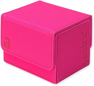 Vault X Trading Card Sideloading Deck Box, 100+ sleeved cards, Premium Exo-Tec Material, Card Holder Storage Box, Detachable Magnetic Lid, for MTG Commander Game, TCG (Neon Pink)