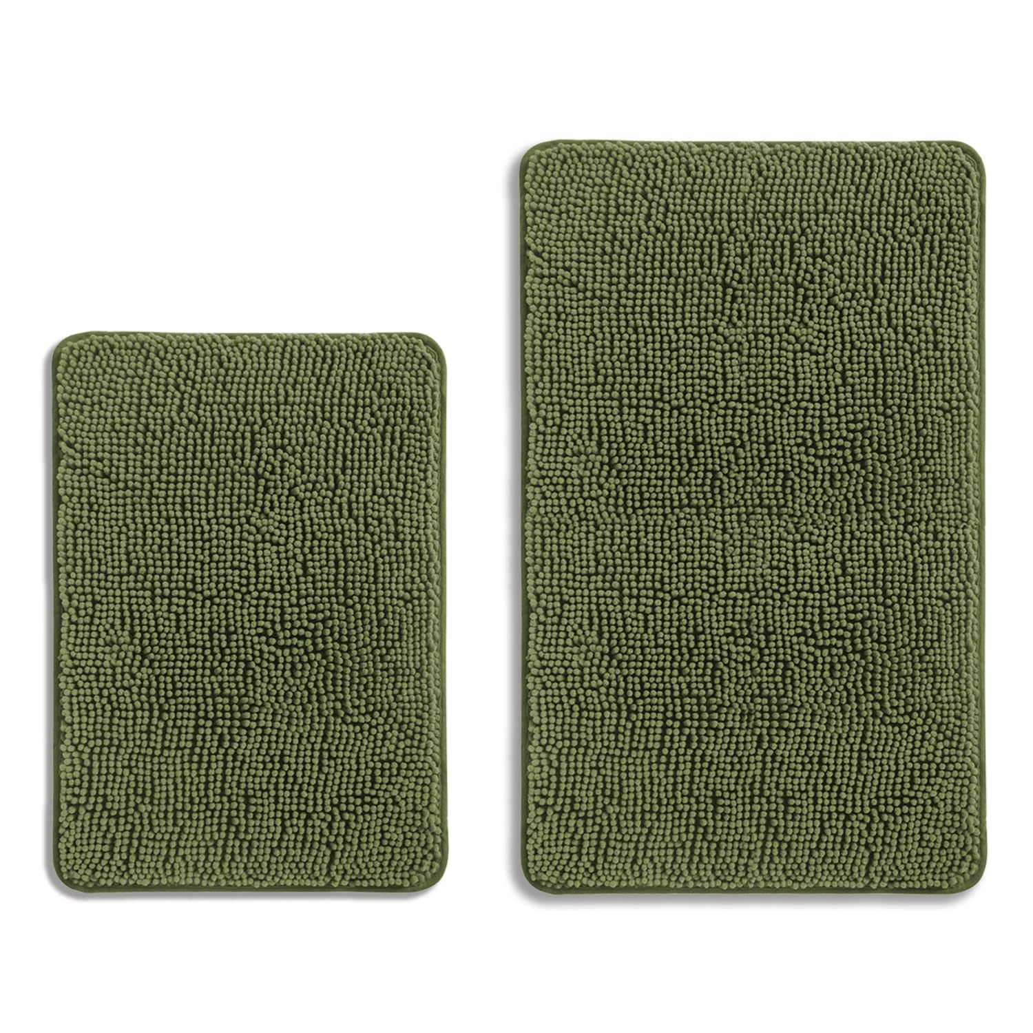 PureSwan Sage Bathroom Rugs Sets 2 Piece – Absorbent and Washable Bath Mat, Non-Slip, Thick Soft Chenille Bath Rugs for Bathroom Floor, Shower, Sink - 17" x 24"+20" x 32"