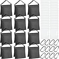 Jerify 12-Pack Empty Photography Sandbags for Tripods & Light Stands - Heavy Duty Oxford Cloth Weight Bags with Aluminum Buckles, Black