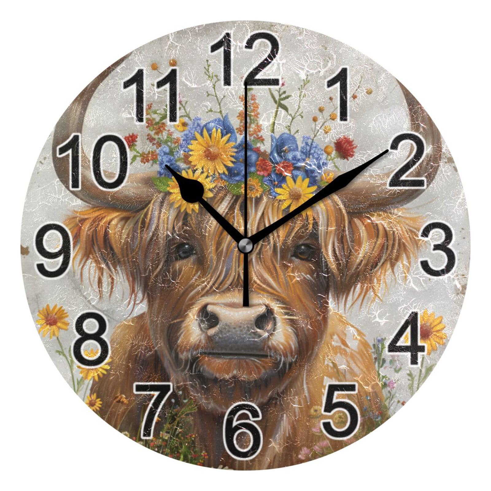 Horloge murale ronde sans tic-tac Mnsruu décoration salon et chambre