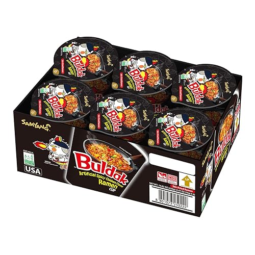 Samyang Buldak Spicy Hot Chicken Stir-Fried Cup Noodles (Pack of 6)