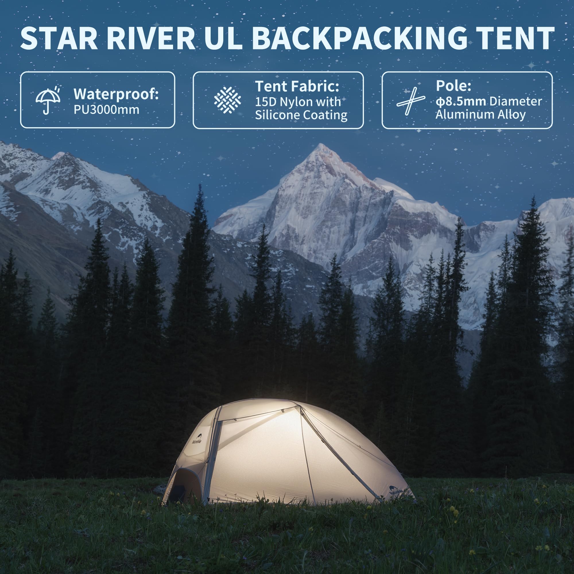 Naturehike Star River ultralekki namiot kempingowy dla 2 osób, wodoszczelny, na 3-4 pory roku, ochrona przed owadami, na święta, kemping, wędrówki, trekking