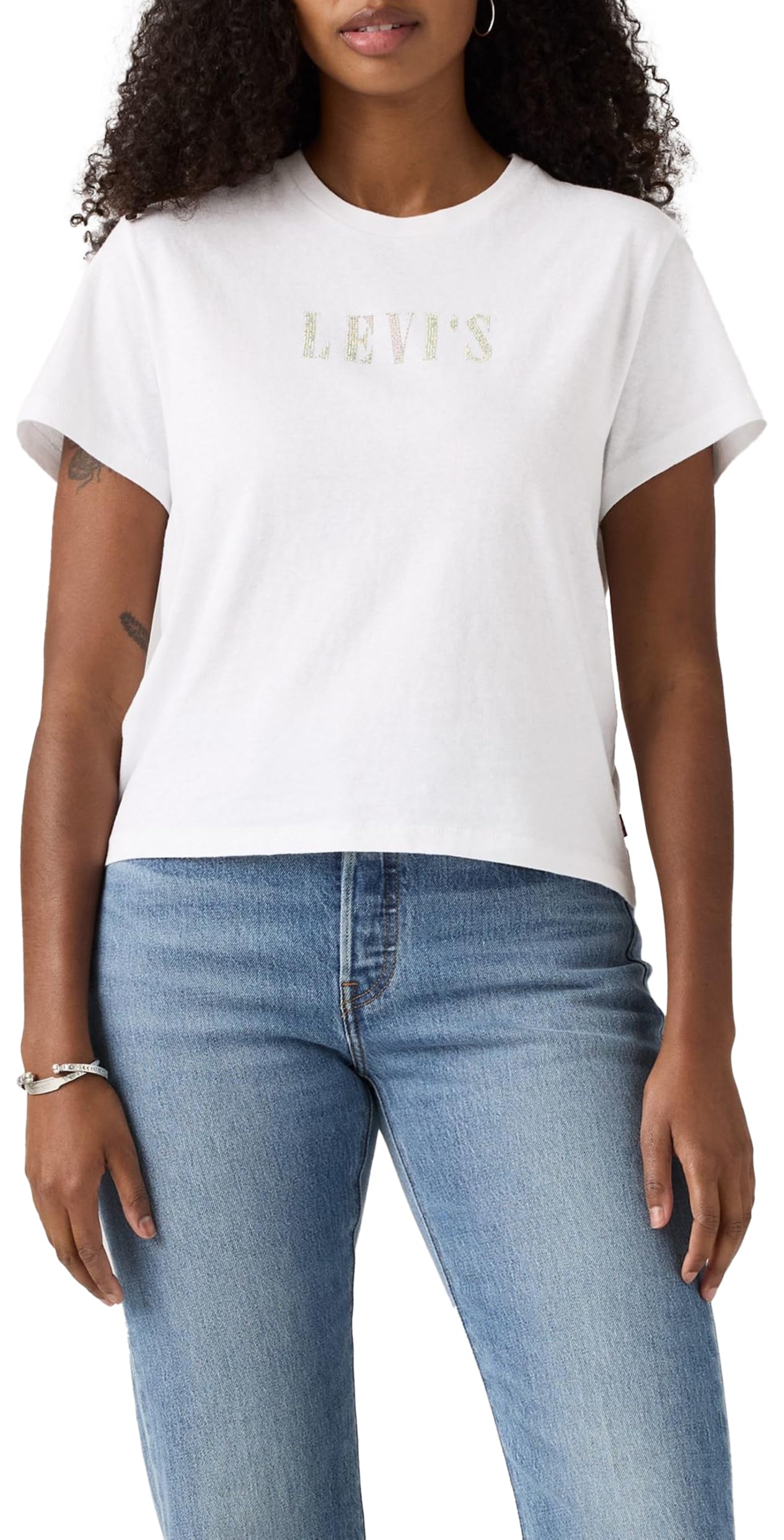 Graphic Classic Tee Rhinestone Serif Log, Rhinestone Serif Log, M