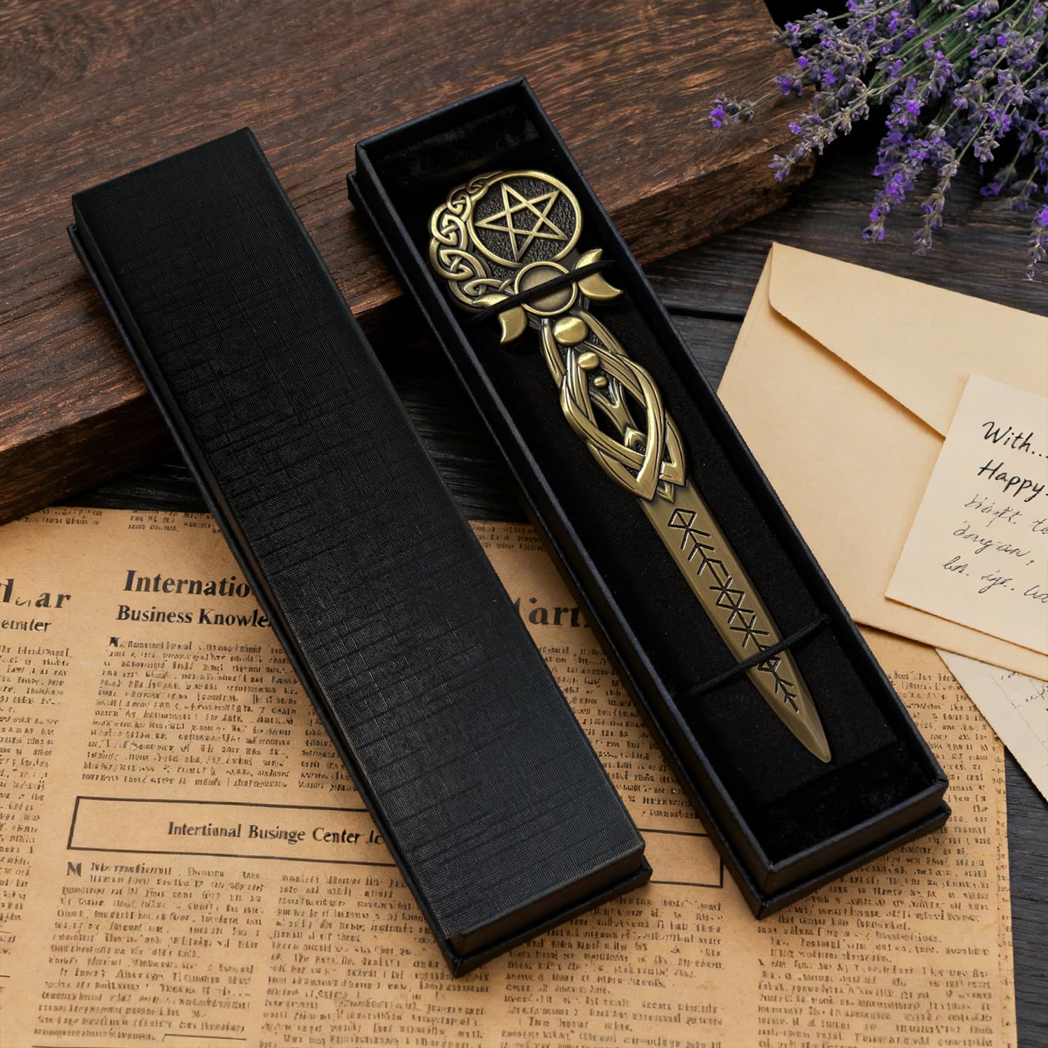 Metall-Brieföffner, Triplemoon Vintage-Brieföffner, 15,5 cm langer, eleganter Brieföffner für Frauen, Brieföffner für das Homeoffice (goldfarben)