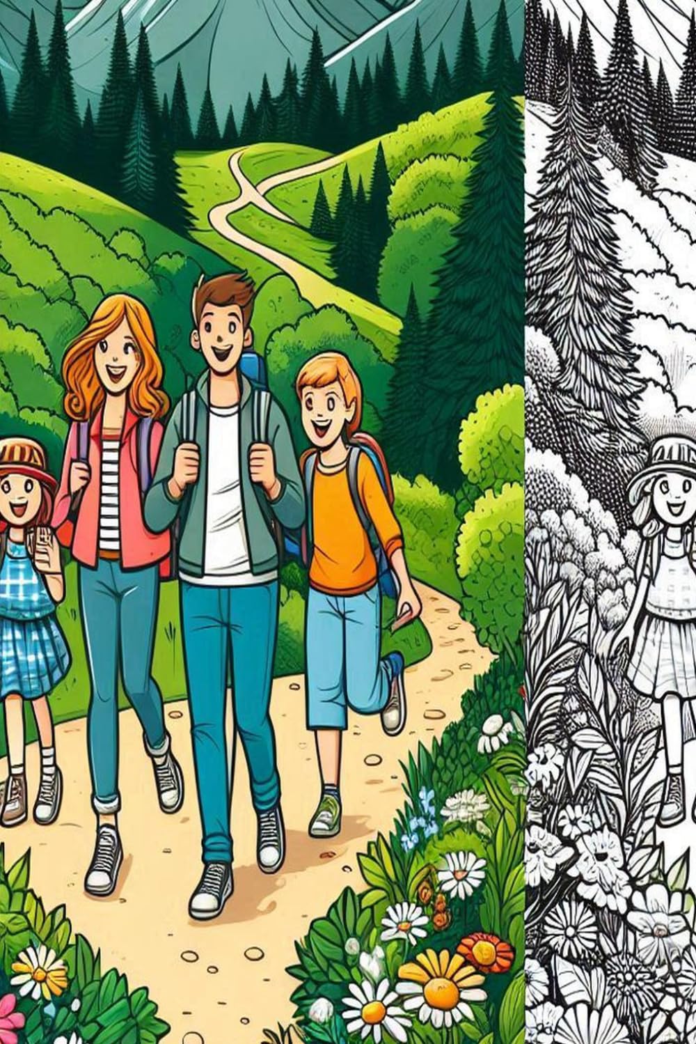 Coloriage Vacances Montagne: 50 dessins à colorier