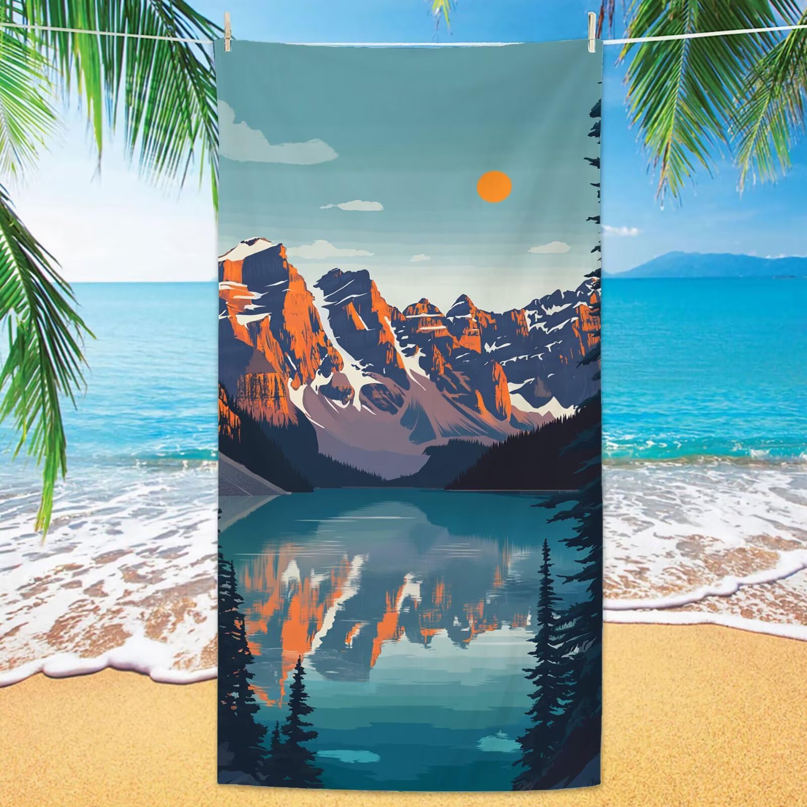 2 szt., bardzo duży 90 x 200 cm, kreskówkowy szybkoschnący ręcznik z mikrofibry, bez piasku i plażowy, lekki podróżny, kompaktowy ręcznik kempingowy z torbą do przechowywania, chłonny, dla kobiet