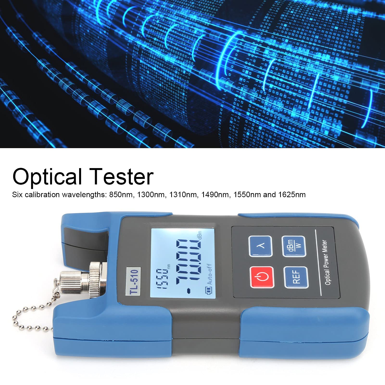 Medidor de Potencia Óptica -65 a 0 dBm, TL510 Mini Probador de Potencia Óptica de Fibra para Mantenimiento de Ingeniería de Telecomunicaciones