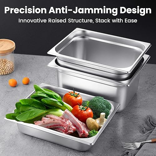 Miniatura 5 de Sartén de vapor de 16 de tamaño x 6 pulgadas de profundidad, paquete de 6 bandejas de cocina de acero inoxidable antiatascos (más tamaños y opciones