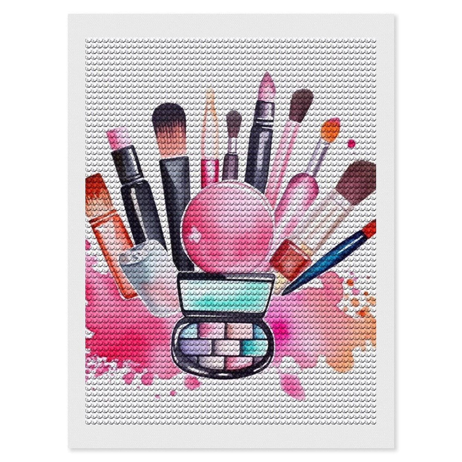 Watercolor Cosmetic Diamond Art Kits for Adults, DIY 5D Diamonds Painting Kits for Beginner, Round Full Drill Diamond Dots Painting, Diamonds Pictures Gem Art and Crafts Wall Decor 12"x16"