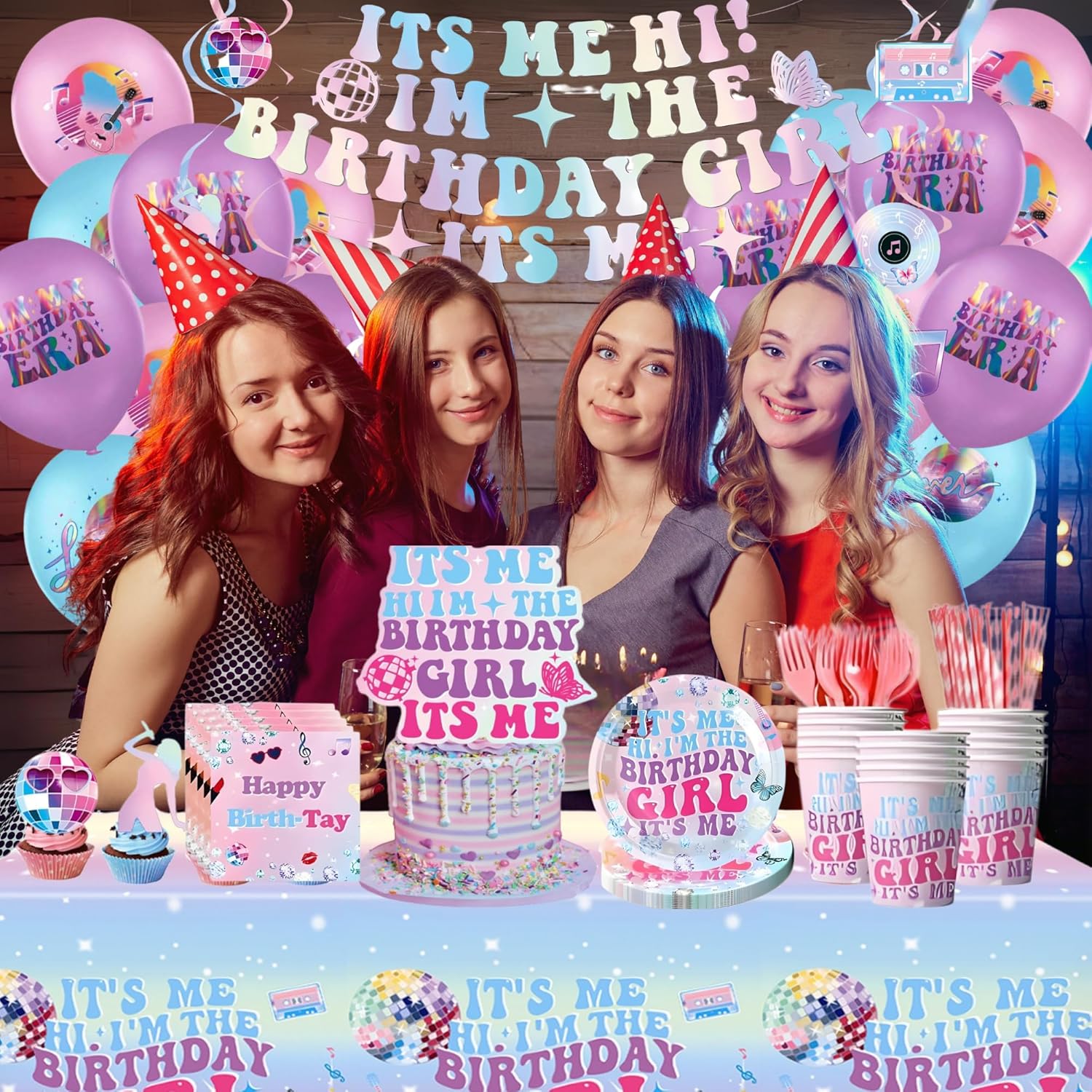 In My Birthday Era Birthday Decorations Party Supplies Girls Party Favors Balloons Banner Cake Topper Cupcake Toppers Balloons Plates Cups Forks Straws Napkins Tablecloth Hanging Swirls Stuff Merch