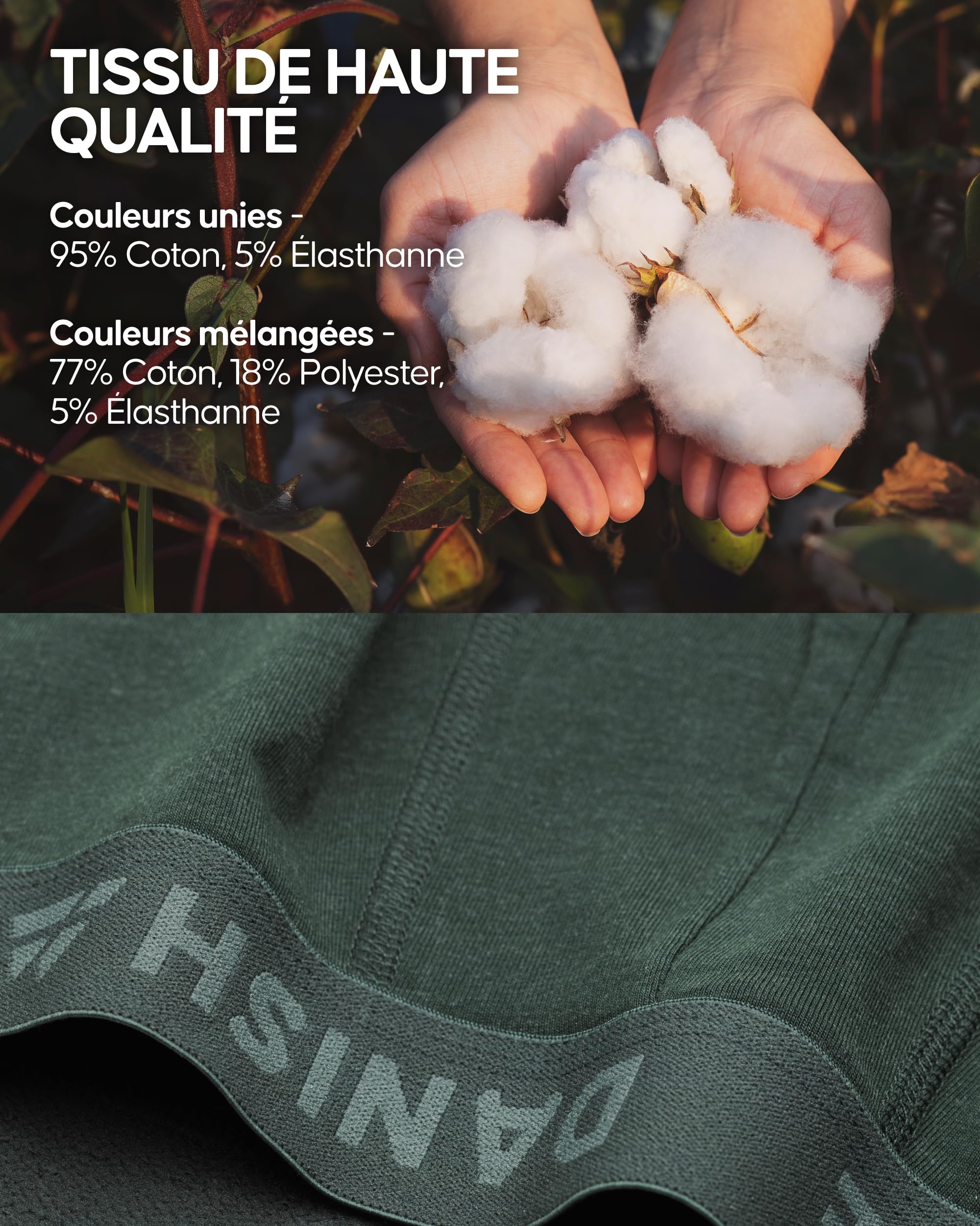 DANISH ENDURANCE Boxer Homme Courte, Calecon Homme en Coton Ultra Doux, Lot de 6