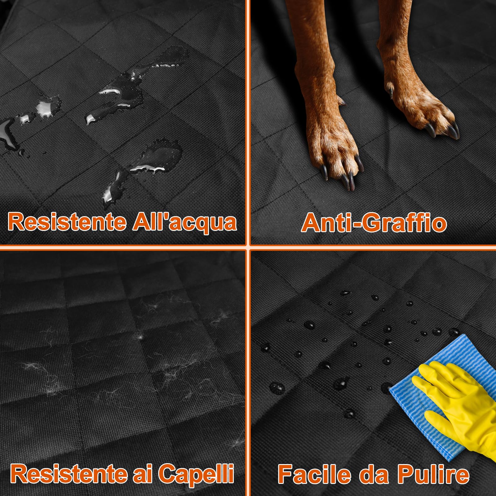 Alfheim Antiscivolo Coprisedile per Auto Anteriore per Cani, Resistente ai Graffi Protezione per Animali Domestici con Ancora, per Camion, furgoni e SUV, Nero