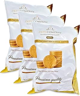 Depilcompany Gold, Natural Hard Hair Removal Wax, Low Melting Point, For Hair Removal Anywhere On The Body, 2.2 Pounds (3 Pack)