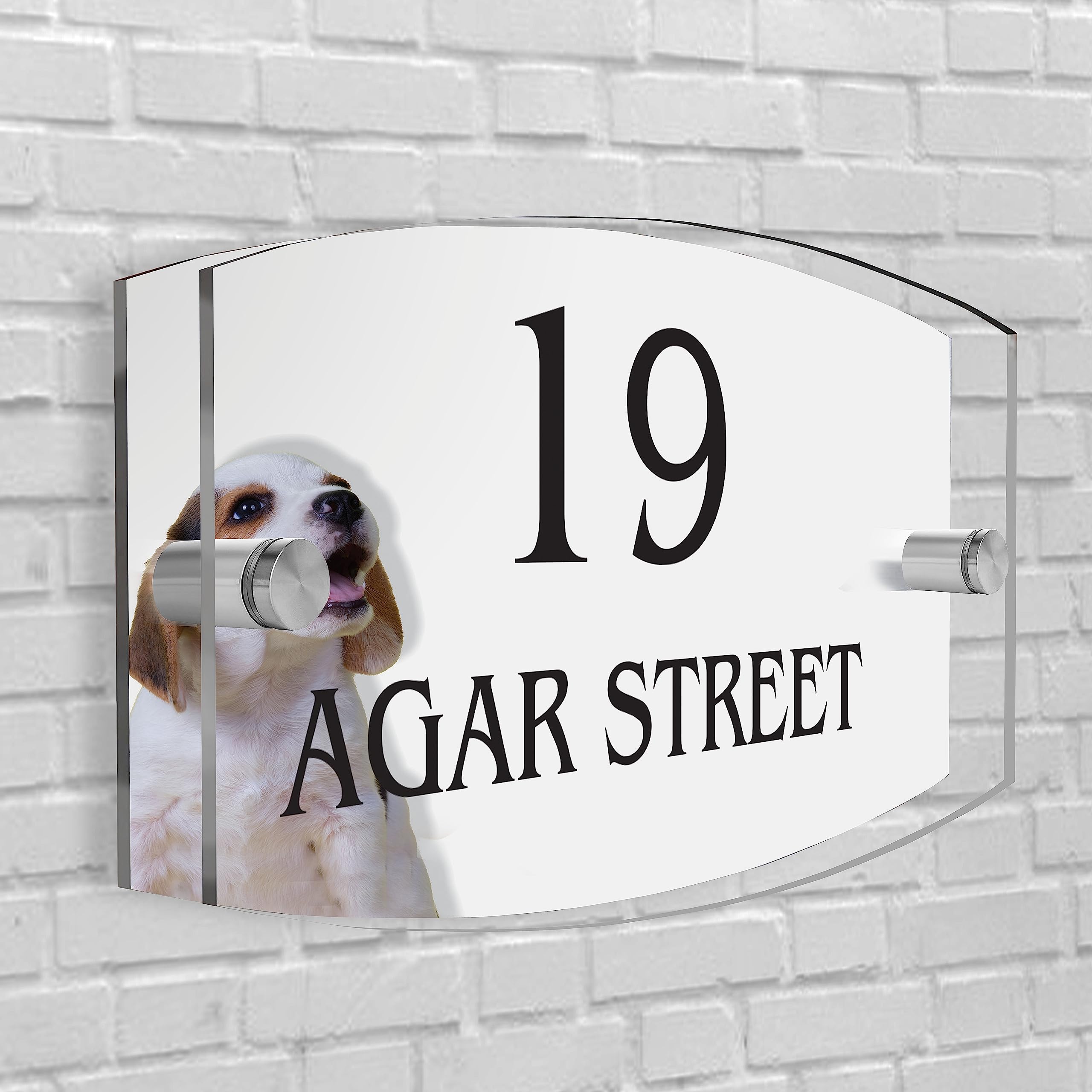 House Sign Plaque Personalised Door Number Street Glasss Effect Acrylic I House signs personalised door number plaque for wall outside I Arc-Rectangle Shape (Design 03)
