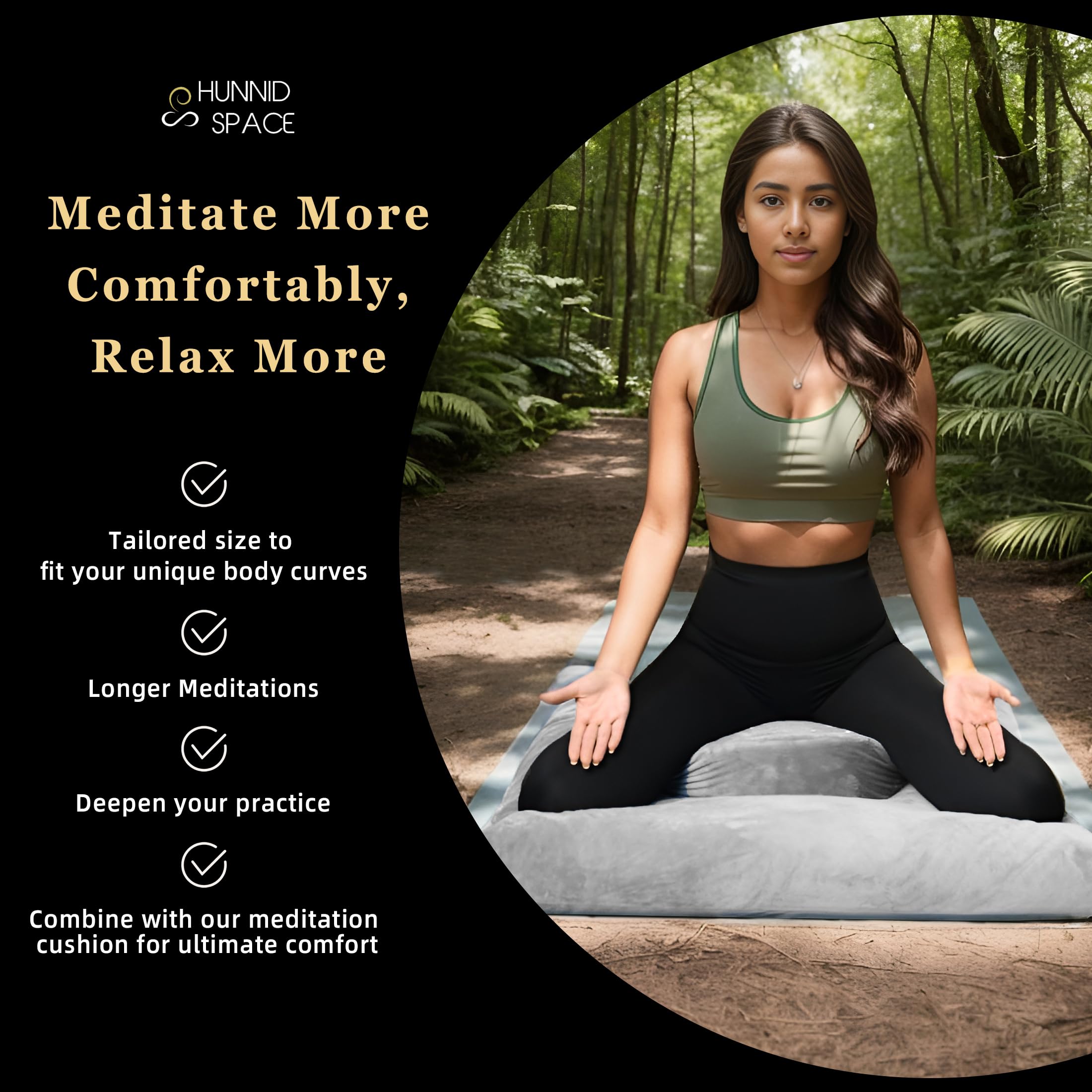 Cojín de meditación con Cascos de Trigo sarraceno y Mezcla de Espuma de Memoria Desmontable Lavable Cubierta Corta de Felpa Base antideslizpara Yoga, hogar, Oficina y Uso Multi-Escenario