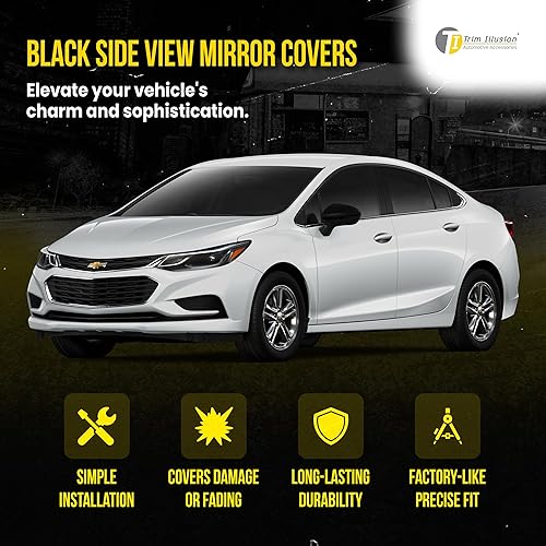 Miniatura 2 de Patentado Tech MC6273BLK - Cubierta de espejo superior negra brillante compatible con Chevrolet Cruze 2016-2019