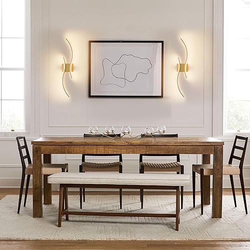 Miniatura 9 de Juego de dos apliques de pared a pilas con control remoto, colores continuos 3000K-6000K y atenuación, luz de pared LED dorada inalámbrica para sala