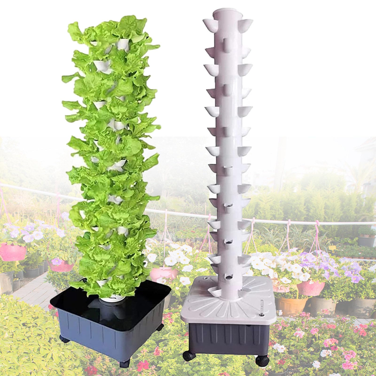 Sistema de cultivo hidropónico, 45 sitios de plantas, torre de jardín vertical, kit de aeroponía con bomba para cultivo sin suelo y crecimiento de plantas vegetales