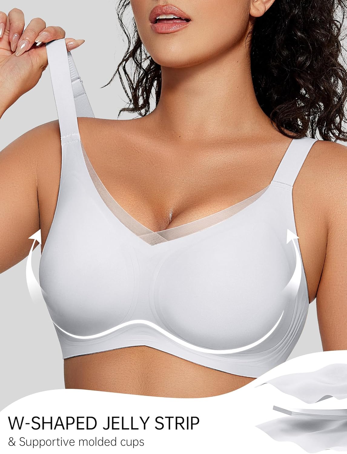 OEAK Womens Wireless Bras V Mesh Comfortable Bralette Supportive Tshirt Bra No Underwire Seamless Push Up Everyday Bras - Image 3