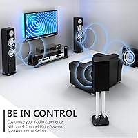 Vista 6 de Pyle Selector de Altavoces Estéreo de Alta Potencia de 4 Canales con Control de Volumen - Construcción de Carcasa Resistente y Duradera, Disipador