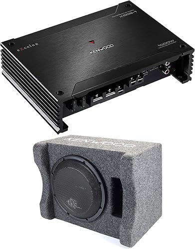 Kenwood X502-1 eXcelon Amplificador de subwoofer clase D de 500 vatios a 2 ohmios | Plus P-XW1241S eXcelon 12 pulgadas carcasa de subwoofer