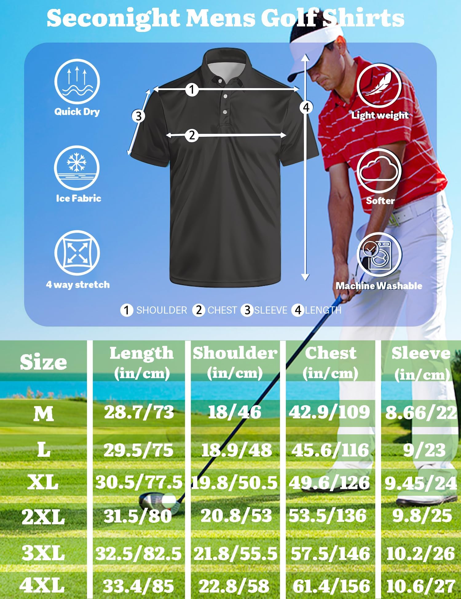 Polo de golf para hombre, estampado divertido, manga corta, rendimiento de secado rápido