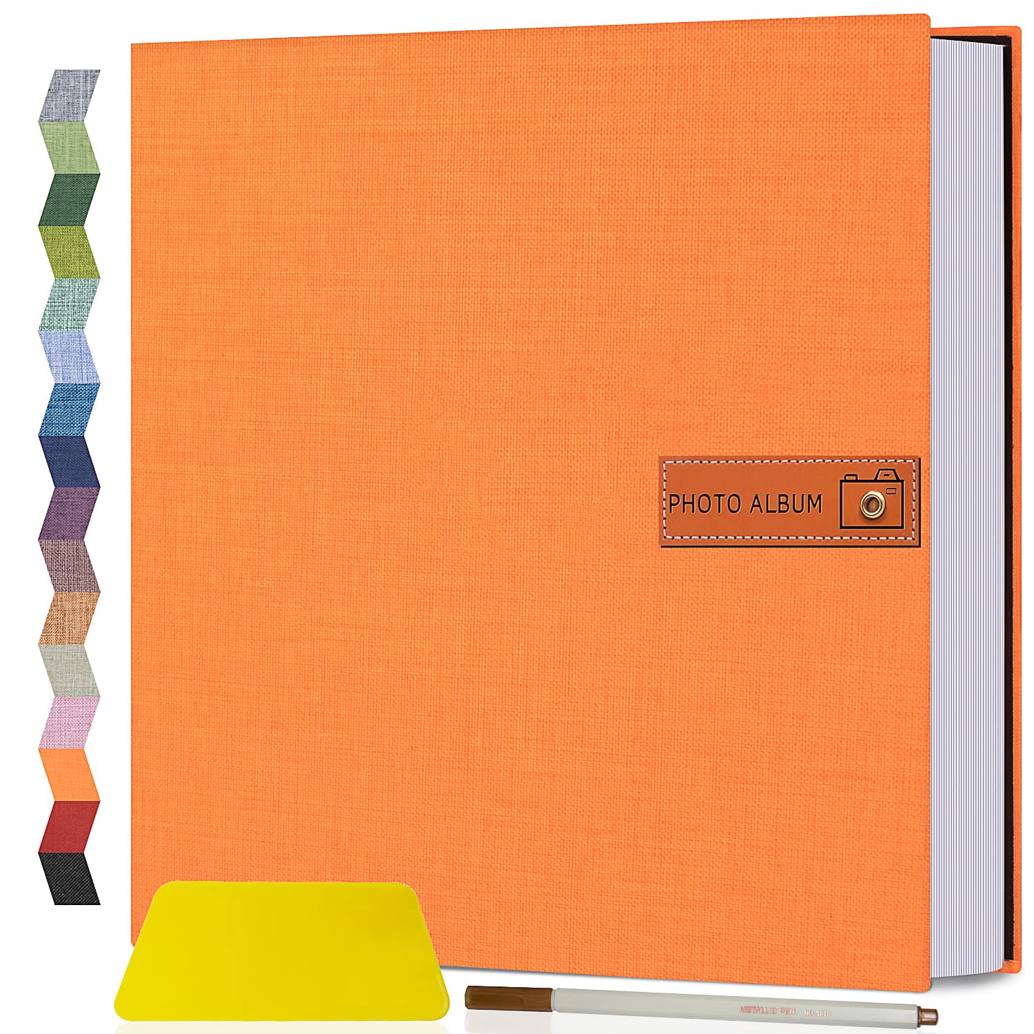 Popotop Großes Album zum Selbermachen, selbstklebend, 40 Seiten, für 3 x 5, 4 x 6, 5 x 7, 15 x 20 cm, 20 x 25 cm, für Familienhochzeit, Baby, Reisen, mit Metallstift und Kunststofftafel