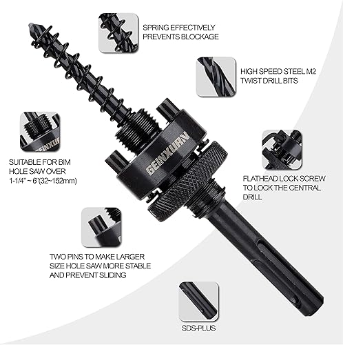 Miniatura 10 de GEINXURN Herramientas Taladro de extensión de sierra de agujero, vástago hexagonal de 12 pulgadas x 12 pulgadas que reduce la extensión de impacto