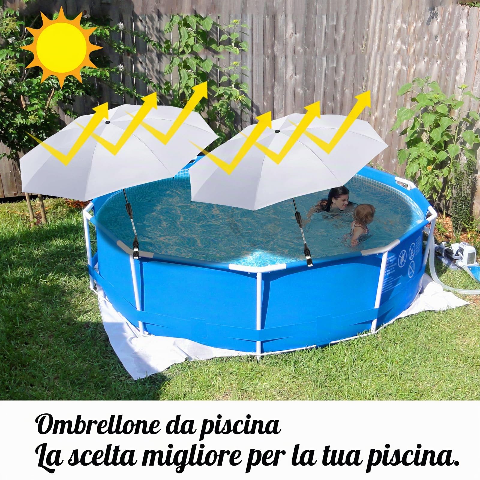 Confezione da 2 ombrelloni da piscina, 101,6 cm, regolabili, per piscina fuori terra, con borsa per il trasporto, ombrellone da giardino, terrazza da piscina, cortile, sedie da spiaggia, carrello da