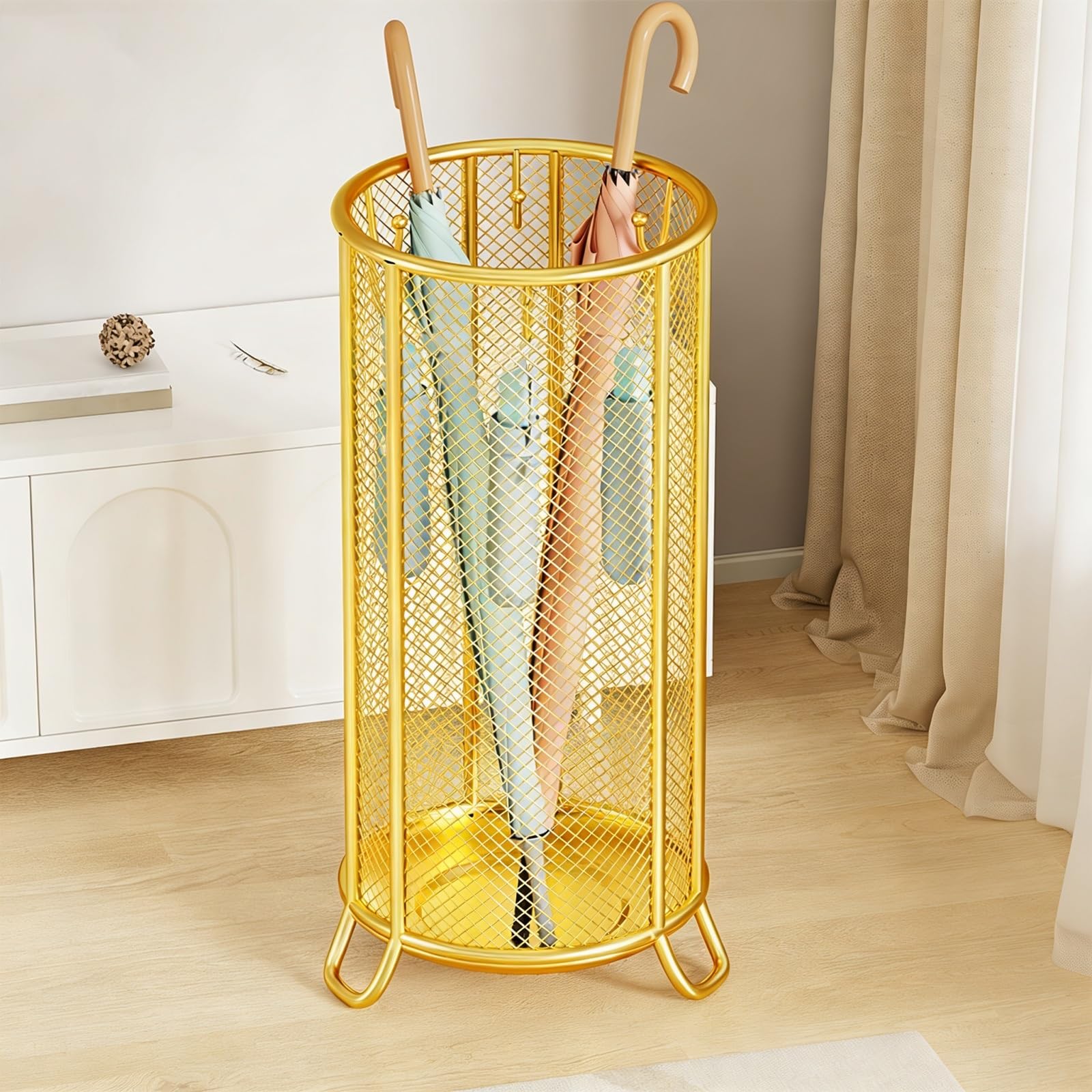 Porte-parapluie commercial en métal robuste, finition haut de gamme pour bureau
