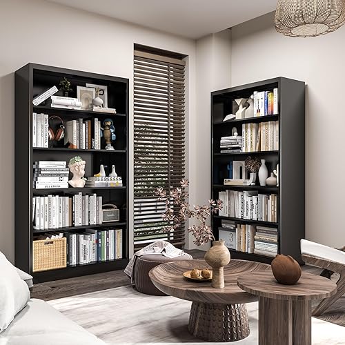 Miniatura 2 de Estantería de metal de 66 pulgadas de alto, 5 estantes negros con estantes ajustables, estantes grandes y estanterías, organizador de almacenamiento