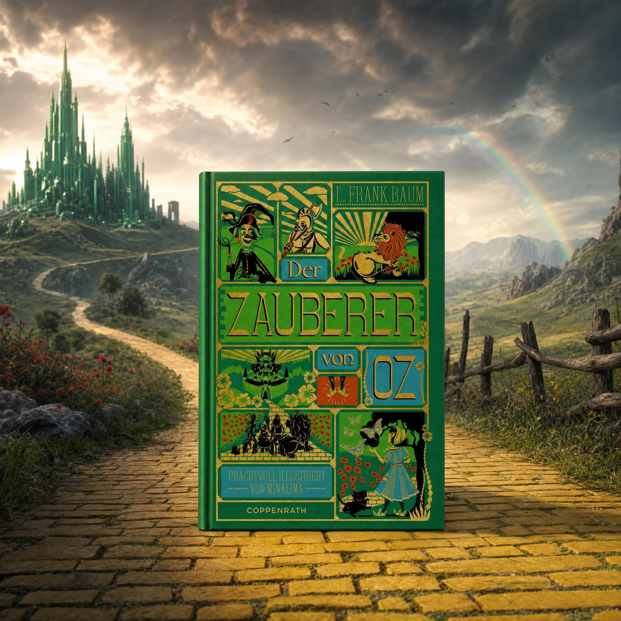 Alice im Wunderland: Alice hinter den Spiegeln & Der Zauberer von Oz Buchset - Abenteuer & Fantasy Schmuckausgabe für Kinder - Hochwertiges Bundle illustriert von MinaLima mit 2 exklusiven Postkarten