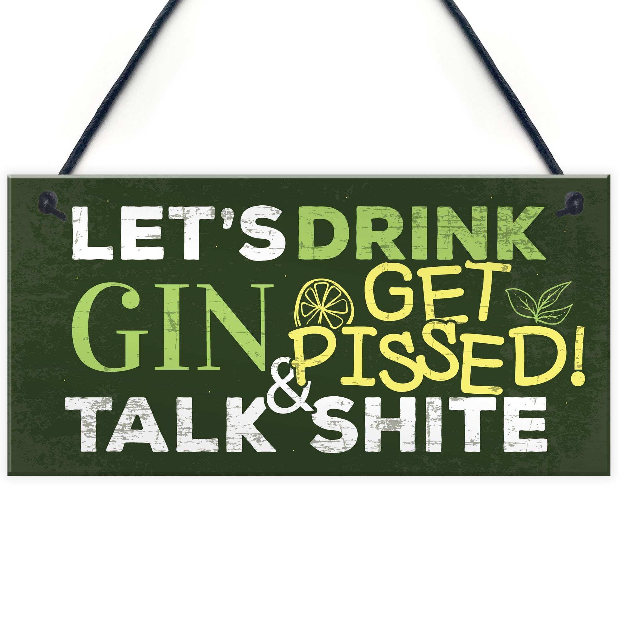 Red Ocean Novelty Gift For Gin Lovers Gin Sign Alcohol Man Cave Plaque Home Bar Pub Hanging Gin & Tonic Sign
