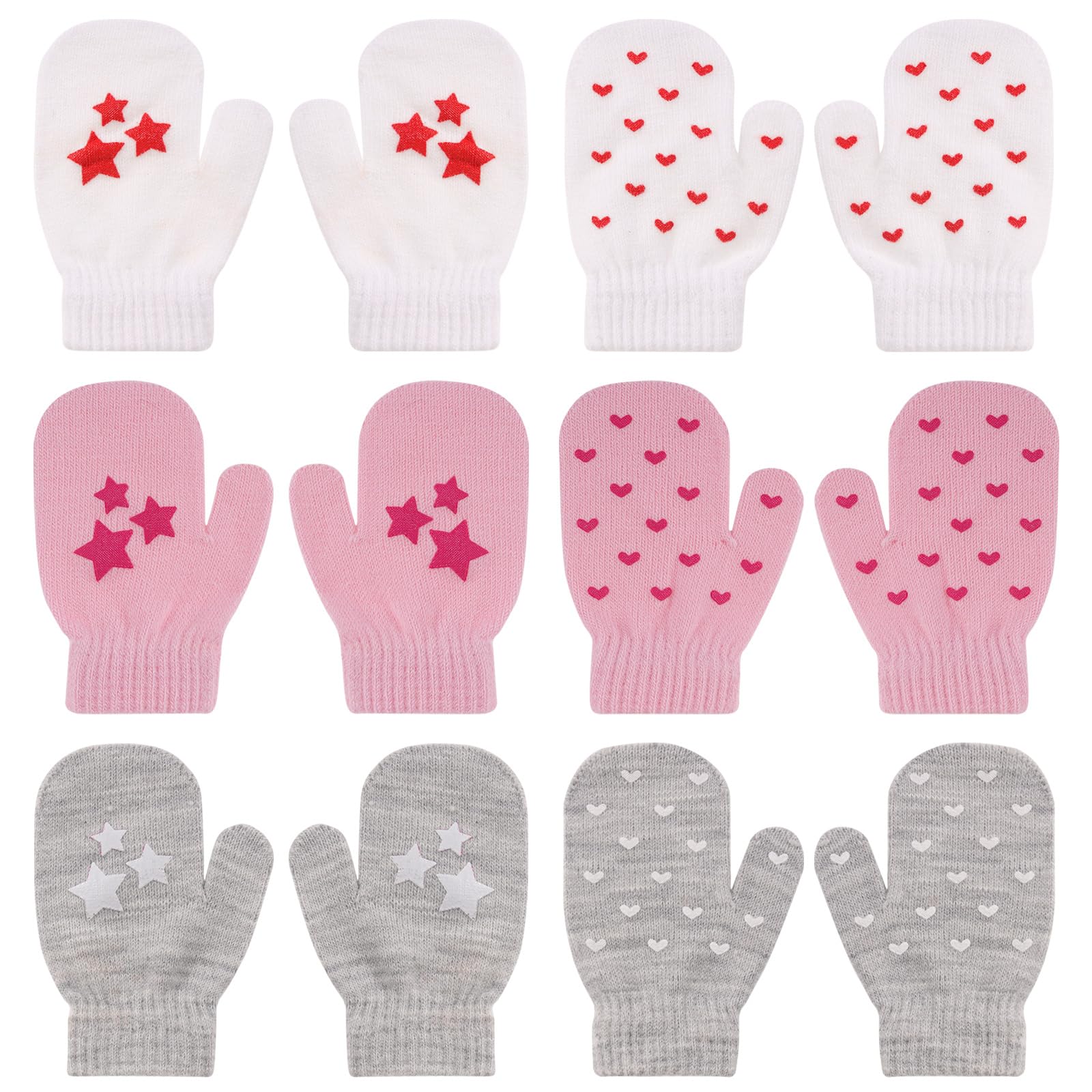 QKURT 6 Stück Stretchhandschuhe für Kleinkinder, Unisex-Stri