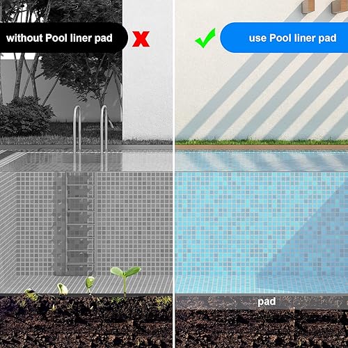 Miniatura 4 de Woanger Revestimiento de piscina de 18 pies para piscinas sobre el suelo, tapete azul para piscina, acolchado debajo de la piscina, para bañera de