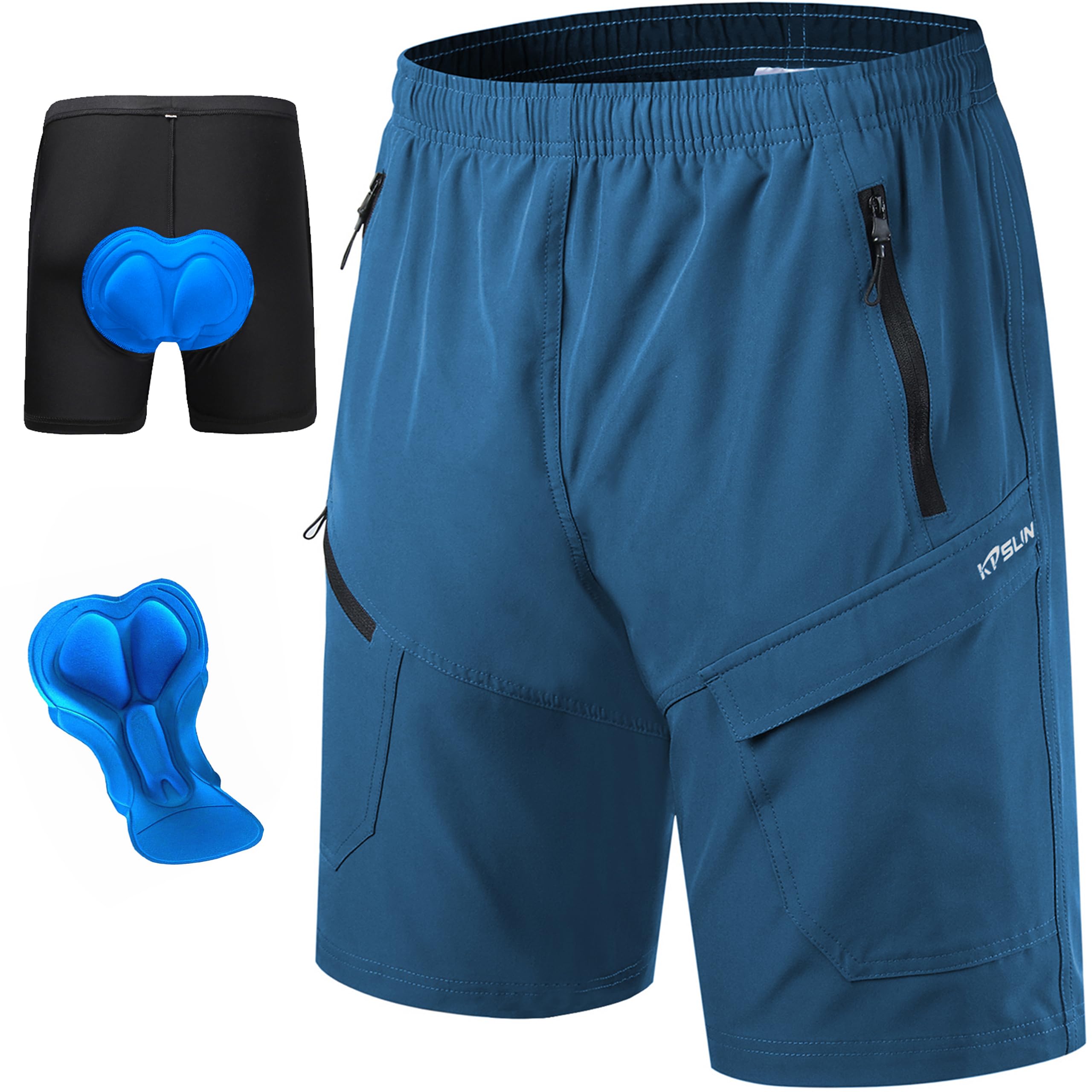 KPSUN Herren Mountainbike-Shorts, gepolstert, leicht, mit LSF 50+