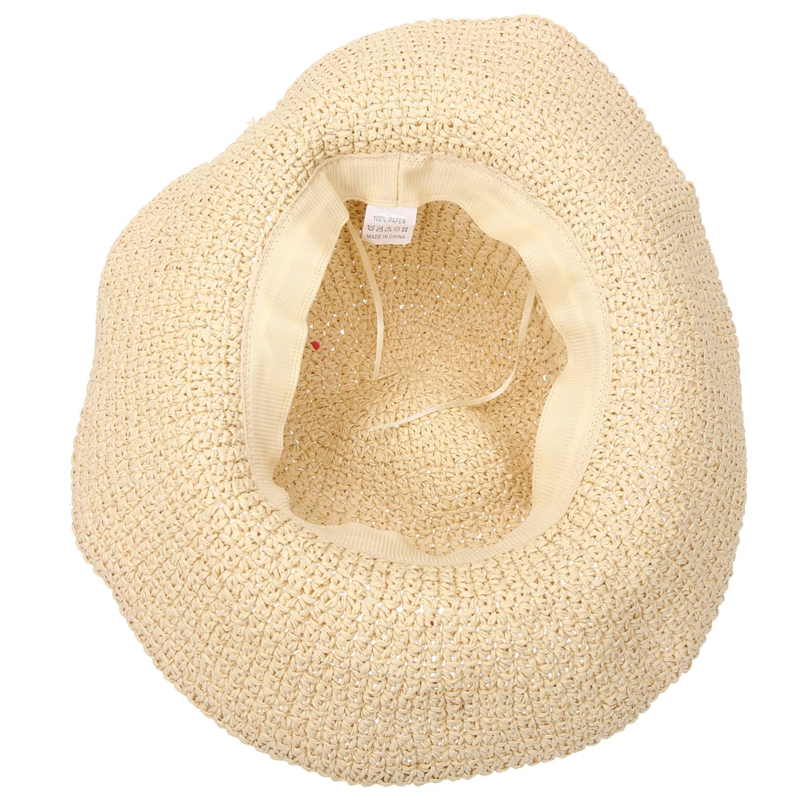 FRCOLOR Cappello da spiaggia cappelli paglia bordo Largo cappello sole capello per sole Cappello con visiera cappello parasole intrecciato visiere da spiaggia per donna Cannuccia Beige
