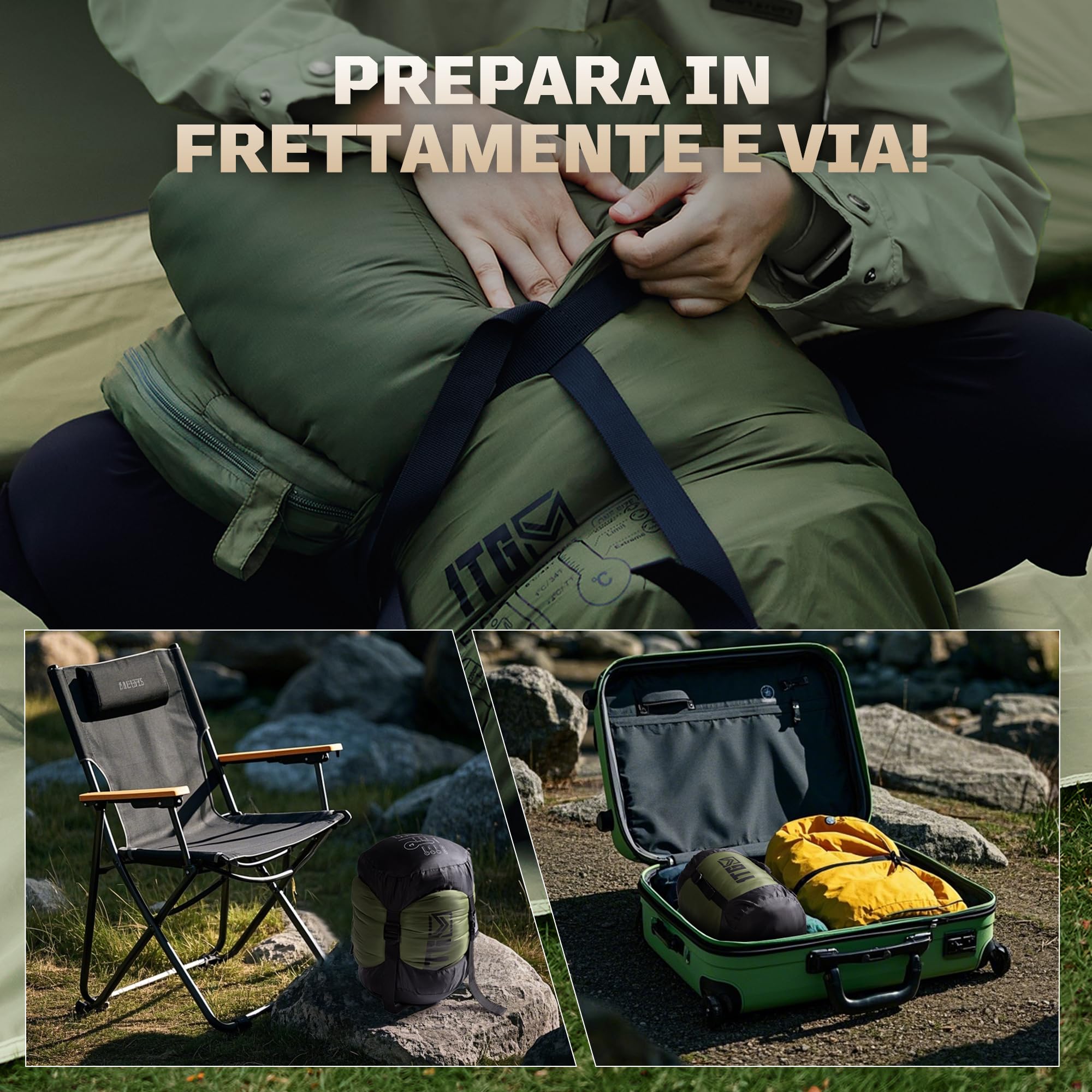 Sacco a Pelo Mummia Adulti 3-4 Stagioni 0-10°C | Leggero e Compatto (1,76 kg) | Impermeabile, fino a 185 cm | Campeggio, trekking e alpinismo