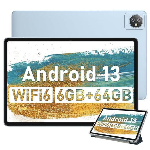Blackview Android 13 Tablet - 10.1 Inch Screen Tablet, 6GB RAM 64GB ROM 1TB Expand, Dual Camera 5MP, WiFi 6, 6580mAh Android Tablet, Google Play Parent Control Kids Tablet, Blue