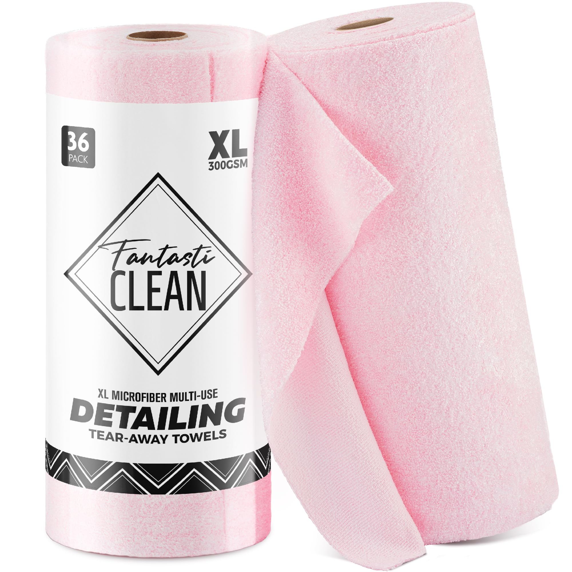 Fantasticlean Tear-Away Mikrofaser-Reinigungstuchrolle, dicke und große Details, 40,6 x 40,6 cm, ultra-saugfähig, waschbar und wiederverwendbar, doppelseitige Tücher für Zuhause, Auto oder Outdoor