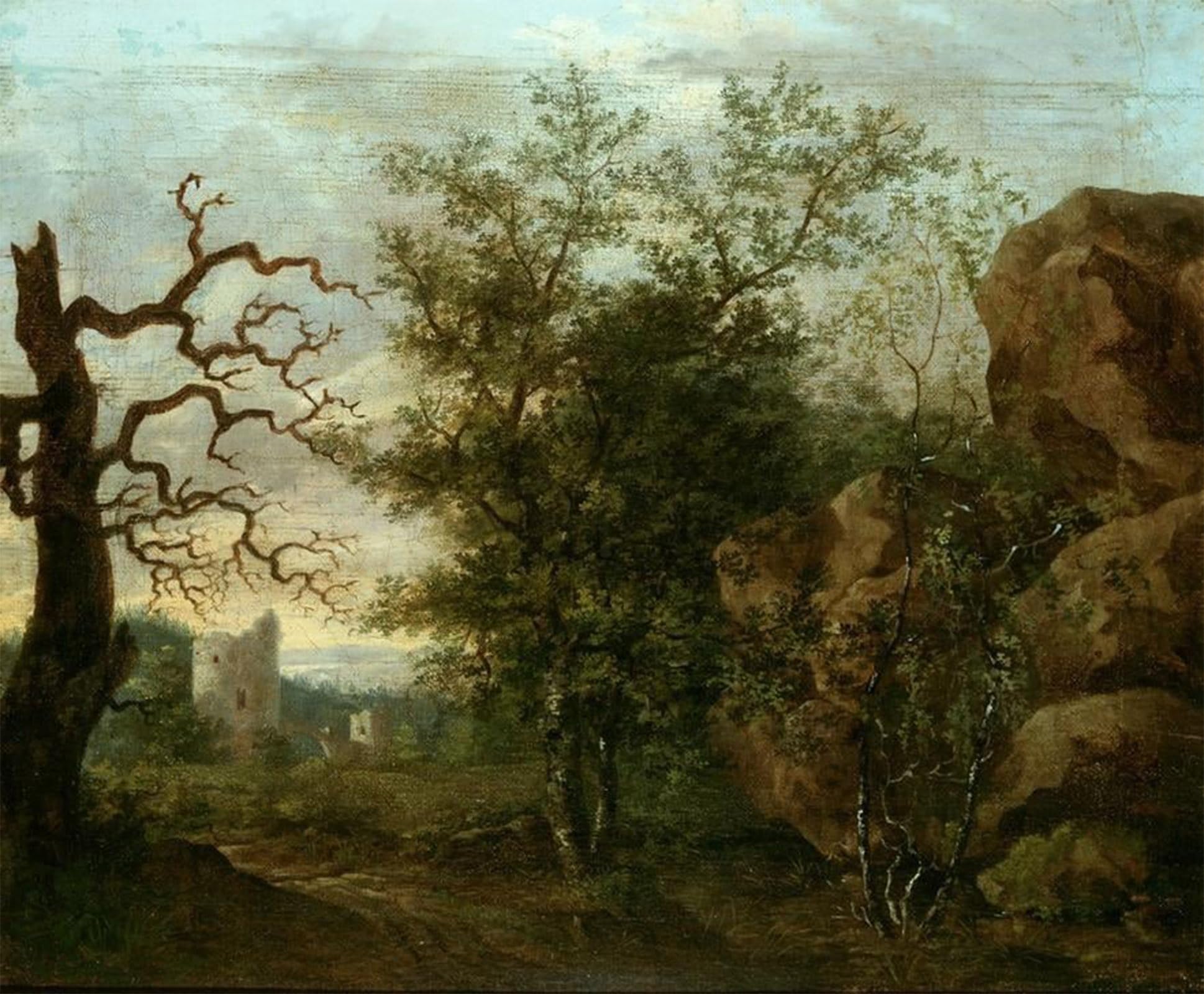 SERENDIPITP Vintage Picture Print on Canvas Wall Art Poster Landscape with bare tree by Caspar David Friedrich Artwork Print Poster for Wall Decor 60x90cm