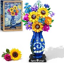 CUBIMANA Flower Bouquet Building Set with Starry Night Vase & LED Light
