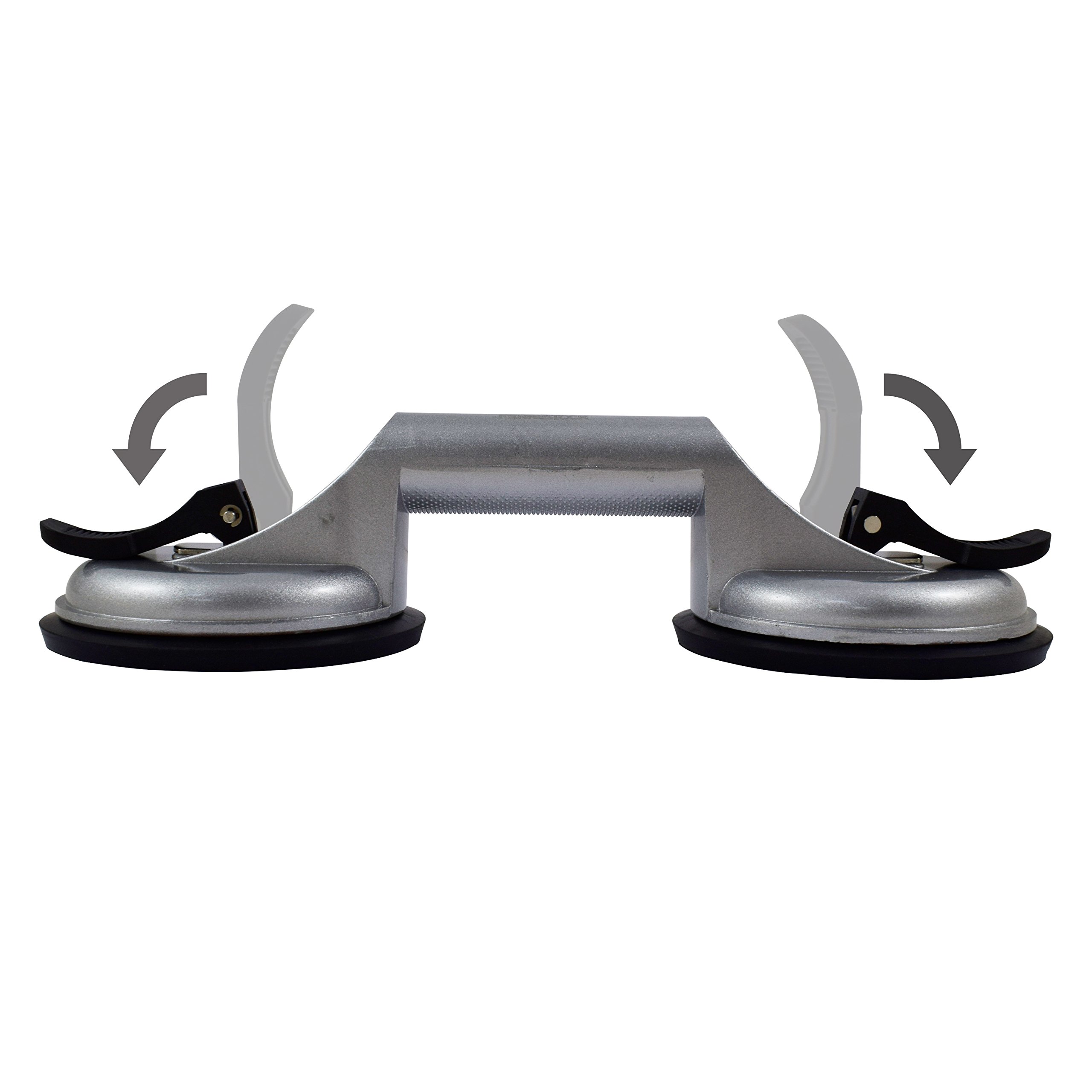 Ferrestock FSKASA002 Double Lifting Glass in Aluminum, Suction Cup Natural Rubber 12x7 cm, up to 100 kg Weight, 12cm, 753 gram